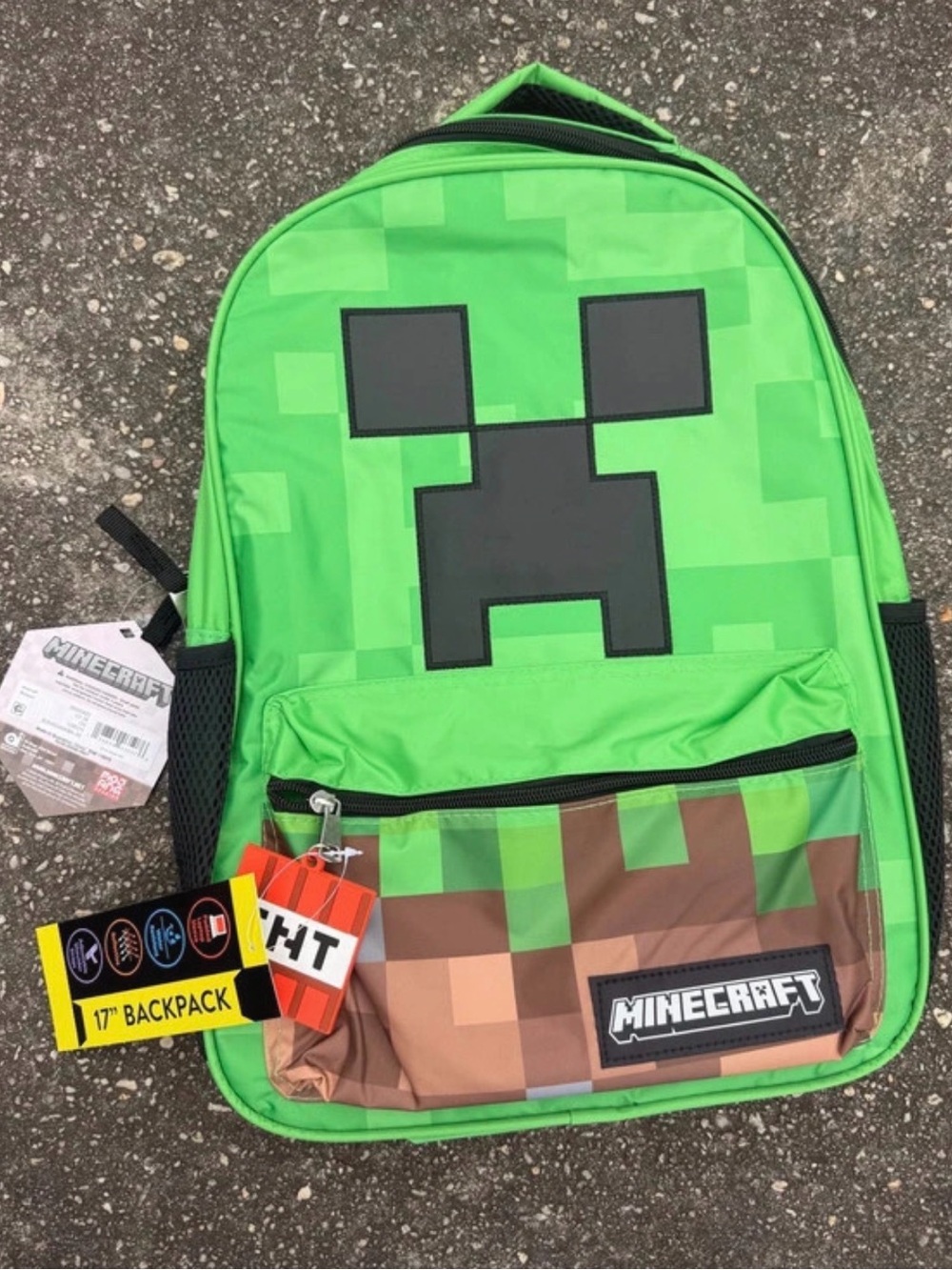Minecraft Kids Green Creeper Backpack